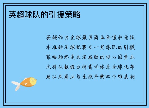 英超球队的引援策略